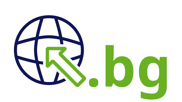 Internet landcode Bulgarije .bg - donkerblauwe open wereldbol - groene pijl - groene internetextensie op transparante achtergrond - 600 * 337 pixels 